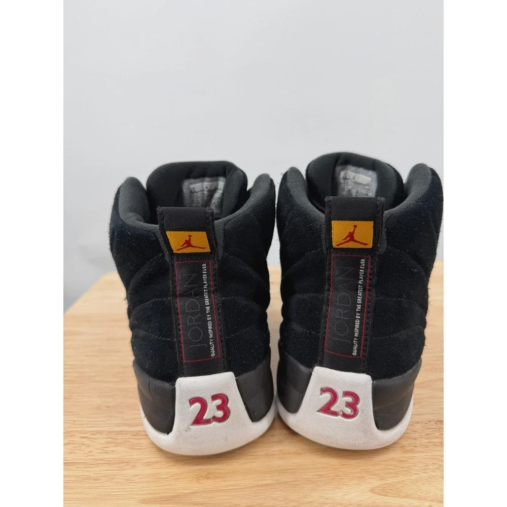 Nike Air Jordan 12 Retro Reverse Taxi 130690 017 Mens US 8.5 Black Gold Sneakers